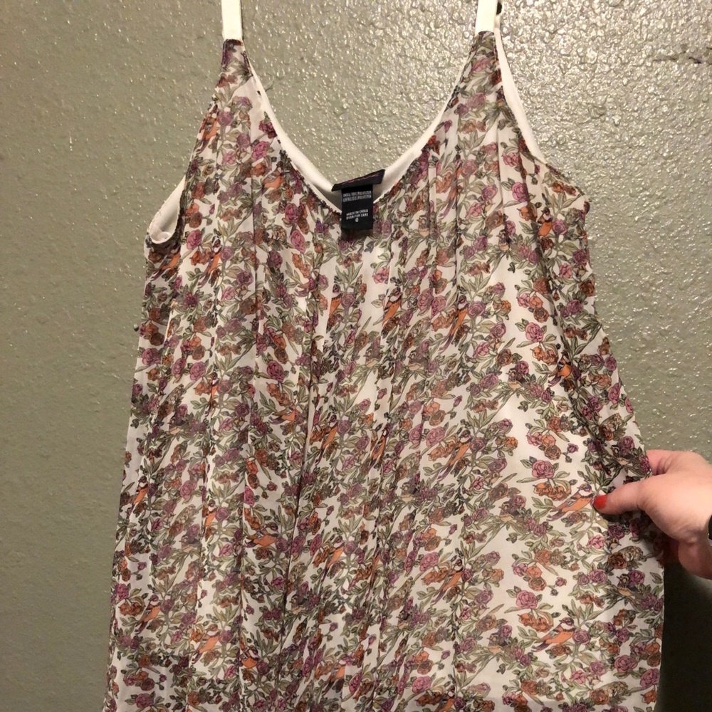 Torrid's double layer bird and flower blouse